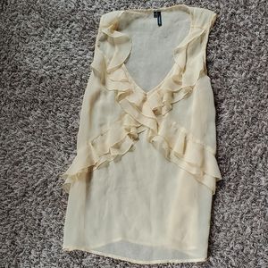 Sheer yellow ruffle tank